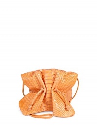 THE LOOKCrossbody strapCinched flapMagnetic tab closure under flapDrawstring topInside logo detailTHE MEASUREMENTCrossbody strap,32 drop5W X 4H X 2½DTHE MATERIALPythonLeather and printed fabric liningORIGINMade in USA THE LOOKCrossbody strapCinched flapMagnetic tab closure under flapDrawstring topInside logo detailTHE MEASUREMENTCrossbody strap,32 drop5W X 4H X 2½DTHE MATERIALPythonLeather and printed fabric liningORIGINMade in USA