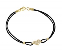 Meira T 14K Yellow Gold Diamond Heart Charm Cord Bracelet Meira T 14K Yellow Gold Diamond Heart Charm Cord Bracelet