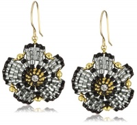 Miguel Ases Swarovski and Jet Beaded Flower Earrings Miguel Ases Swarovski and Jet Beaded Flower Earrings