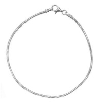 Sterling Silver Charm Bracelet For Troll or Pandora Beads - 2mm Wide/8 Inch/Screw End Lobster Sterling Silver Charm Bracelet For Troll or Pandora Beads - 2mm Wide/8 Inch/Screw End Lobster