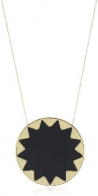 House of Harlow 1960 Black Leather Large Sunburst Pendant Necklace House of Harlow 1960 Black Leather Large Sunburst Pendant Necklace