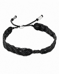 PANDORA's bohemian macrame bracelet accommodates a single clip for an effortlessly elegant customized look. Sterling silver details add pretty polish. PANDORA's bohemian macrame bracelet accommodates a single clip for an effortlessly elegant customized look. Sterling silver details add pretty polish.