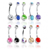 Lot of 10 Double Jeweled CZ Crystal Gem Belly Button Navel Rings 316L Surgical Steel 14 Gauge (10 Pieces)14G 3/8 + 1 Free Belly Retainer Lot of 10 Double Jeweled CZ Crystal Gem Belly Button Navel Rings 316L Surgical Steel 14 Gauge (10 Pieces)14G 3/8 + 1 Free Belly Retainer