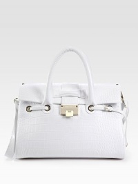 From the 24:7 Collection. Gorgeous croc-stamped leather adds a touch of luxury to this structured flap-top bag.Double top handles, 4½ dropAdjustable detachable shoulder strap, 9¾-23 dropFlap-lock closureProtective metal feetOne inside zip pocketOne inside open pocketSuede lining13½W X 9¾H X 5¼DMade in Italy From the 24:7 Collection. Gorgeous croc-stamped leather adds a touch of luxury to this structured flap-top bag.Double top handles, 4½ dropAdjustable detachable shoulder strap, 9¾-23 dropFlap-lock closureProtective metal feetOne inside zip pocketOne inside open pocketSuede lining13½W X 9¾H X 5¼DMade in Italy
