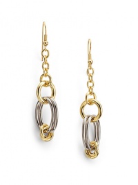 THE LOOKTwo-tone designInterlocking link accentsChain details18k white and yellow goldplated settingHook backTHE MEASUREMENTLength, about 2¾ORIGINMade in Italy THE LOOKTwo-tone designInterlocking link accentsChain details18k white and yellow goldplated settingHook backTHE MEASUREMENTLength, about 2¾ORIGINMade in Italy
