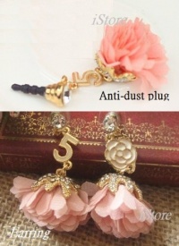 No.5 Set - 3.5mm Anti dust Ear Cap Dock Plug + Earrings - iStore No.5 Set - 3.5mm Anti dust Ear Cap Dock Plug + Earrings - iStore