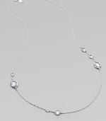 Brilliant, faceted clear quartz stones in various shapes and sizes on a beautiful sterling silver link chain. Clear quartzSterling silverLength, about 33Lobster clasp closureImported 
