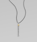 From the Nile Collection. A stunning vertical bar of sterling silver set with sparkling white topaz and accented in glowing goldplating, on a bold silver chain.White topazSterling silverGoldplatedChain length, adjusts from about 16-18Pendant length, about 1¼Lobster claspImported
