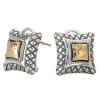 925 Silver Hammered Contemporary-Style Earrings with 18k Gold Accents