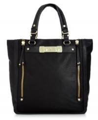 Exquisite excess, this bedecked beauty from Oliva + Joy is the ultimate in daytime style. Outfitted with gleaming golden hardware with edgy stud and zipper accents, this bag is made to carry it all with some serious sophistication. Exquisite excess, this bedecked beauty from Oliva + Joy is the ultimate in daytime style. Outfitted with gleaming golden hardware with edgy stud and zipper accents, this bag is made to carry it all with some serious sophistication.