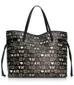 Add some signature style to your everyday accessorizing with this take-anywhere tote from American Rag. Ultra spacious and dressed in logo lettering with decorative drawstrings, it's perfect for trips to the market or a weekend away.