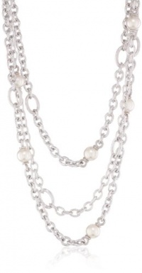 Majorica 3 Row Chain 10mm White Round Pearls Necklace, 19 Majorica 3 Row Chain 10mm White Round Pearls Necklace, 19
