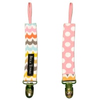 Bella Tunno Fabric Loop Binker Pacifier Clip, Happy Ripple/Cotton Candy Dot Bella Tunno Fabric Loop Binker Pacifier Clip, Happy Ripple/Cotton Candy Dot