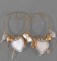 Jessica Simpson Love to Love Hoop Earrings With Hearts and Chains Jessica Simpson Love to Love Hoop Earrings With Hearts and Chains