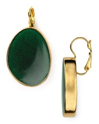 Kenneth Jay Lane Couture Asymmetric Oval Shape Green Enamel Earrings Goldtone Kenneth Jay Lane Couture Asymmetric Oval Shape Green Enamel Earrings Goldtone