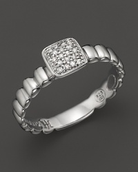 John Hardy Bedeg Silver Square Station Slim Band Ring with Diamond Pavé John Hardy Bedeg Silver Square Station Slim Band Ring with Diamond Pavé