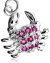 Sterling Silver Ruby Crab Charm