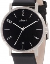 a.b. art Men's O107 Series O Stainless Steel Swiss Quartz Black Dial and Leather Strap Watch