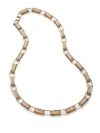 THE LOOK14k goldplated brass link silhouette Enamel detailsFold-over claspTHE MEASUREMENTLength, about 35ORIGINMade in USA THE LOOK14k goldplated brass link silhouette Enamel detailsFold-over claspTHE MEASUREMENTLength, about 35ORIGINMade in USA