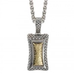 925 Silver Hammered Contemporary-Style Pendant with 18k Gold Accents