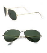 A refreshing update of the classic aviator style, with a sleek, gold-tone trim, rendered in lightweight metal. Available in gold frames with crystal green lenses.Metal100% UV ProtectionMade in Italy