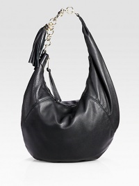 Pebble-grain leather, finished with light goldtone hardware, a horsebit hook, metal chain and leather tassel.Chain shoulder strap, 7½ drop Top zip closure One inside zip pocket Two inside open pockets Cotton jacquard lining 19¾W X 17H X 7D Made in Italy Pebble-grain leather, finished with light goldtone hardware, a horsebit hook, metal chain and leather tassel.Chain shoulder strap, 7½ drop Top zip closure One inside zip pocket Two inside open pockets Cotton jacquard lining 19¾W X 17H X 7D Made in Italy