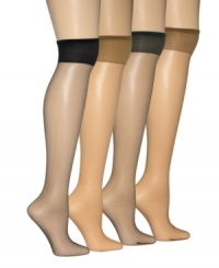 Virtually invisible on the leg, Berkshire's ultra sheer knee-highs feature a non-binding top and no-show toe. Virtually invisible on the leg, Berkshire's ultra sheer knee-highs feature a non-binding top and no-show toe.