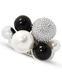 Bubbly beauties from City by City. This chic ring boasts clusters of glass pearls and metal beads. Crafted in silver tone mixed metal. Size 7. Bubbly beauties from City by City. This chic ring boasts clusters of glass pearls and metal beads. Crafted in silver tone mixed metal. Size 7.