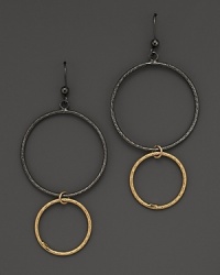 Striking, elegant hoops of black and yellow gold. By Lana. Striking, elegant hoops of black and yellow gold. By Lana.
