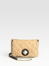 Contemporary patent leather and chain accents prove opposites attract when mixed with quilted cork on this flap-front design. Patent leather and chain shoulder strap, 22 dropTop handle, 6 dropTurnlock flap closureOne inside open pocketFully lined7¾W X 5½H X 1¾DImported Contemporary patent leather and chain accents prove opposites attract when mixed with quilted cork on this flap-front design. Patent leather and chain shoulder strap, 22 dropTop handle, 6 dropTurnlock flap closureOne inside open pocketFully lined7¾W X 5½H X 1¾DImported