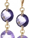 Anne Klein Loretto Gold-Tone Purple Round Double Drop Earrings