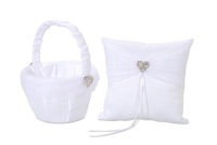 Darice VL414PB, Pillow Basket Rhinestone Heart Sheer Set, White Darice VL414PB, Pillow Basket Rhinestone Heart Sheer Set, White