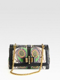 Luxurious python with a colorful print accented with supple leather trim and radiant hardware.Double chain shoulder straps, 12 dropPush-lock flap closureOne inside zip pocketOne inside open pocketSignature red lining10W X 6¼H X 2¾DMade in Italy Luxurious python with a colorful print accented with supple leather trim and radiant hardware.Double chain shoulder straps, 12 dropPush-lock flap closureOne inside zip pocketOne inside open pocketSignature red lining10W X 6¼H X 2¾DMade in Italy