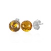Bling Jewelry Amber Gemstone Ball Stud Earrings Stainless Steel 8mm
