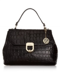 Every urban-jungle ensemble deserves exotic appeal, like this croc-embossed bag from DKNY. Sumptuous leather is accented with gleaming signature hardware, while the interior flaunts multiple pockets for effortless on-the-go style. Every urban-jungle ensemble deserves exotic appeal, like this croc-embossed bag from DKNY. Sumptuous leather is accented with gleaming signature hardware, while the interior flaunts multiple pockets for effortless on-the-go style.