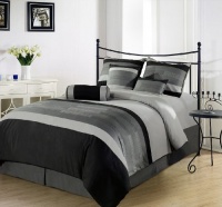 Chezmoi Collection 7 Pieces 3-tone Black Gray Embroidery Duvet Cover Set King Size Bedding Chezmoi Collection 7 Pieces 3-tone Black Gray Embroidery Duvet Cover Set King Size Bedding