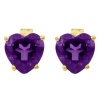 14k Gold Heart-Shaped Gemstone Studs