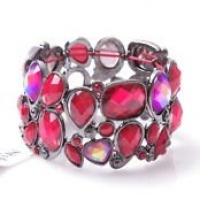 Style & Co Gold Tone Multi Red and Purple Rhinestone Stretch Bracelet Style & Co Gold Tone Multi Red and Purple Rhinestone Stretch Bracelet
