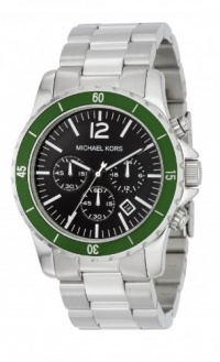 Men's Stainless Steel Quartz Chronograph Black Dial Link Bracelet Green Bezel Men's Stainless Steel Quartz Chronograph Black Dial Link Bracelet Green Bezel