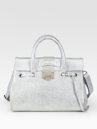 EXCLUSIVELY AT SAKS. This structured flap-top bag is crafted from rich leather treated with a metallic foil finish.Double top handles, 3 drop Shoulder strap, 14 drop Flap lock closure Protective metal feet One inside zip pocket Two inside open pockets Suede lining 14W X 10H X 5D Made in Italy EXCLUSIVELY AT SAKS. This structured flap-top bag is crafted from rich leather treated with a metallic foil finish.Double top handles, 3 drop Shoulder strap, 14 drop Flap lock closure Protective metal feet One inside zip pocket Two inside open pockets Suede lining 14W X 10H X 5D Made in Italy