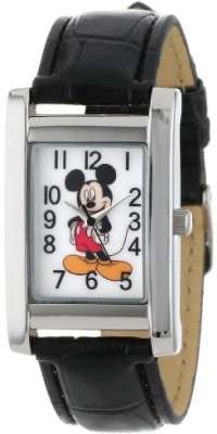 Disney Women's MCK835 Mickey Mouse Silver Rectangular Case Black Strap Watch Disney Women's MCK835 Mickey Mouse Silver Rectangular Case Black Strap Watch