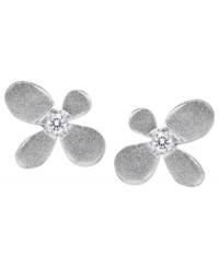 Ladylike blossoms hold a delicate cubic zirconia (1/5 ct. t.w.) on these dazzling stud earrings from CRISLU. Nickel-free for sensitive skin. Set in platinum over sterling silver. Approximate drop: 1/4 inch. Ladylike blossoms hold a delicate cubic zirconia (1/5 ct. t.w.) on these dazzling stud earrings from CRISLU. Nickel-free for sensitive skin. Set in platinum over sterling silver. Approximate drop: 1/4 inch.