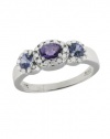 Effy Jewlery 14K White Gold Multi Gemstone & Diamond Ring, .81 TCW Ring size 7