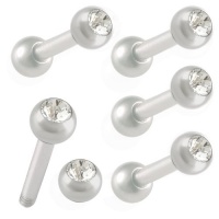 16g 16 gauge (1.2mm) 1/4 Inches (6mm) long - 316L surgical stainless steel bulk straight barbell 3mm Clear Swarovski Crystal Balls eyebrow ear tragus bar rings earrings kit lot AUDX- Pierced Jewellery Body Piercing Jewelry - Set of 5 pieces 16g 16 gauge (1.2mm) 1/4 Inches (6mm) long - 316L surgical stainless steel bulk straight barbell 3mm Clear Swarovski Crystal Balls eyebrow ear tragus bar rings earrings kit lot AUDX- Pierced Jewellery Body Piercing Jewelry - Set of 5 pieces