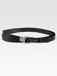 Supple leather, in a double wrap style anchored by a polished nickel D-ring.About 1 wideLeatherMade in Italy Supple leather, in a double wrap style anchored by a polished nickel D-ring.About 1 wideLeatherMade in Italy