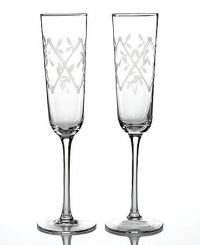 Martha Stewart Collection Glassware, Set of 2 Petal Trellis Toasting Flutes Martha Stewart Collection Glassware, Set of 2 Petal Trellis Toasting Flutes