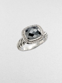 From the Noblesse Collection. Dazzling diamonds border this rich, faceted hematite stone set in sterling silver. HematiteDiamonds, .21 tcwSterling silver Width, about ¼Imported From the Noblesse Collection. Dazzling diamonds border this rich, faceted hematite stone set in sterling silver. HematiteDiamonds, .21 tcwSterling silver Width, about ¼Imported