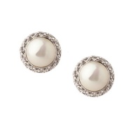 Carolee The Gwyneth Crystal and Pearl Button Clip on Earrings Carolee The Gwyneth Crystal and Pearl Button Clip on Earrings