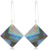 Sterling Silver Dichroic Glass Multi-Color Diamond-Shaped Pattern Earrings