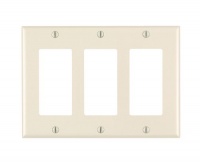 Leviton 80411-T 3-Gang Decora/GFCI Device Decora Wallplate, Standard Size, Thermoset, Device Mount, Light Almond Leviton 80411-T 3-Gang Decora/GFCI Device Decora Wallplate, Standard Size, Thermoset, Device Mount, Light Almond